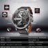 Oulm Men Business Two Time Zone Quartz Stylish Luxury Leather Watch Coffee