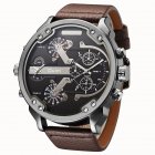 Oulm Men Business Quartz Leather <span style='color:#F7840C'>Watch</span> Coffee