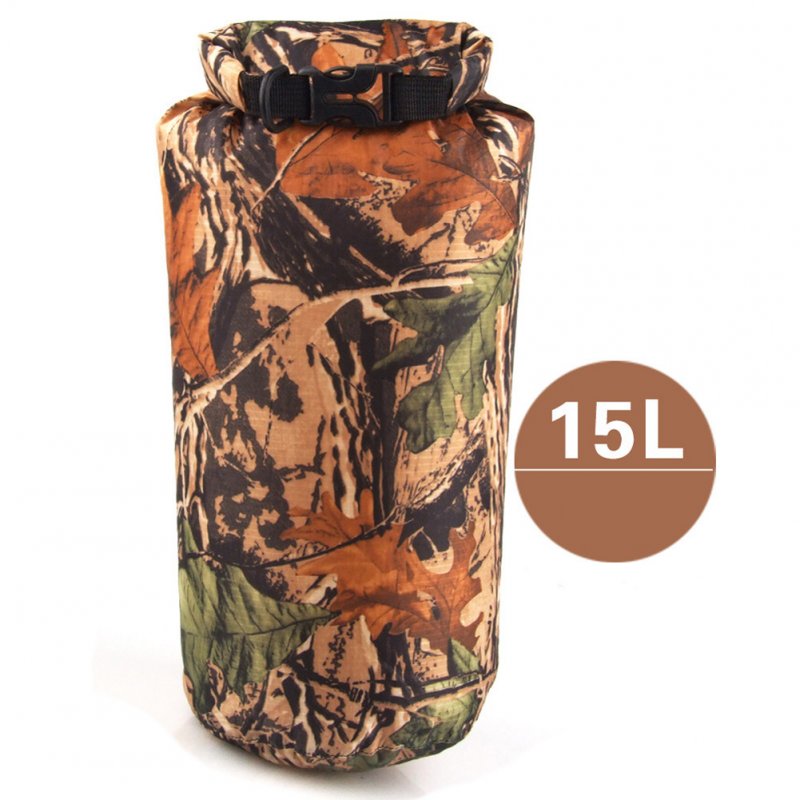 Outdoor Bag Camouflage Portable Rafting Diving Dry Bag Sack PVC Waterproof Folding Swimming Storage Bag for River Trekking Camouflage (15L)_15L