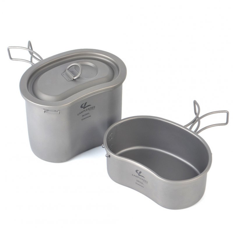 Outdoor Camping Foldable Titanium Lunch Box Instant Noodle Bowl with Cover Tableware Two-piece Set Titanium