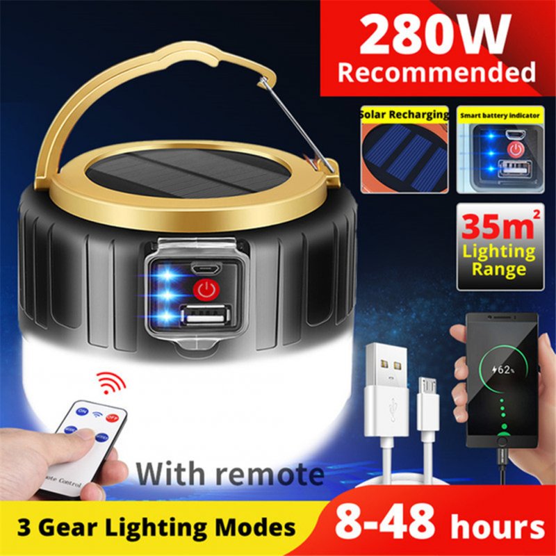 Outdoor Camping Light 3 Modes Usb Charging Power Display Portable Solar Emergency Light Tent Lamp 508