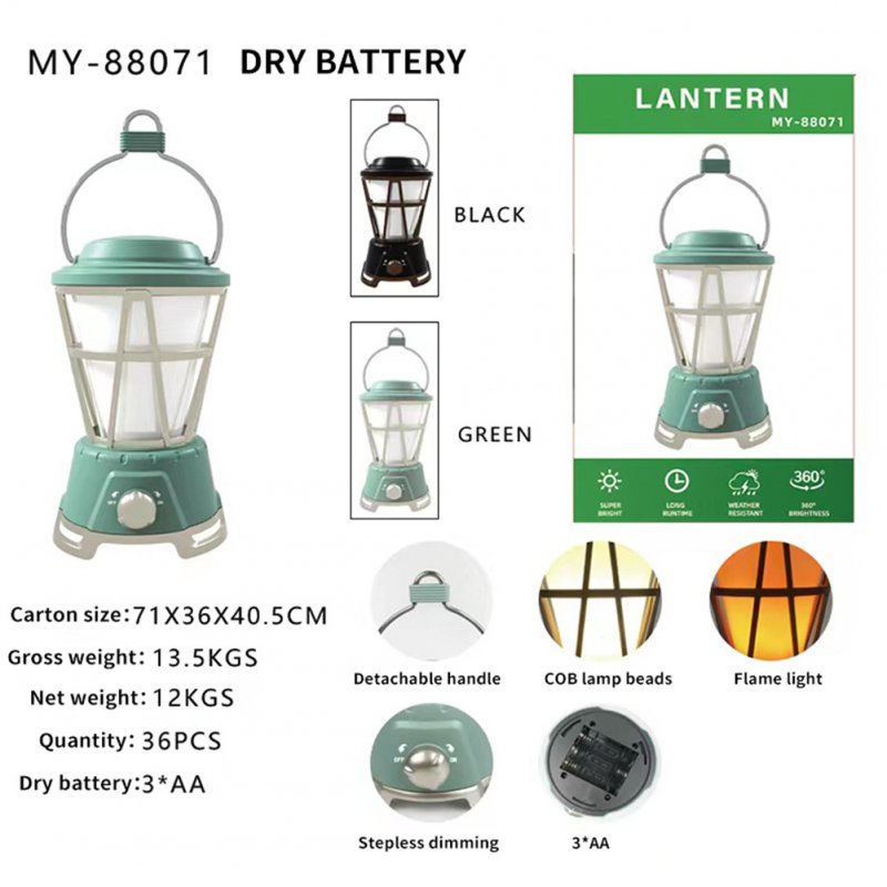 Battery Powered Tent Hanging Light Lantern Lamp Retro Style COB Camping Hiking Light, Size: L - White