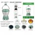 Outdoor Camping Light Solar Rechargeable Waterproof Retro Lamp For Garden Patio Yard Battery Model   Green