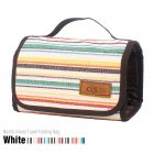 Outdoor Camping Portable Washing Bag Cosmetic Bag Storage Bag Smooth Zipper Fashionable Cotton Linen Mesh Bag White stripes