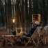 Outdoor Camping Tent Lights 4000k Portable Multifunctional Retro Hanging Cob Emergency Lantern Light Frosted Green