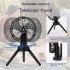 Outdoor Camping Tripod Fan 270 Degree Rotatable 2350 Rpm min 3 levels Dimming Mini Fan With Led Lamp black