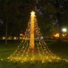 Outdoor Christmas Decorations Lights 350 LED 3.5M Height 8 Modes Timer Waterfall Christmas Lights Outdoor Decorations Warm US plug transformer UL