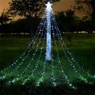 Outdoor Christmas Decorations Lights 350 LED 3.5M Height 8 Modes Timer Waterfall Christmas Lights Outdoor Decorations white US plug transformer UL