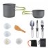 Outdoor Cookware Set  Camping Cookware Mess Kit Bowl Non Stick Pot  Rice Shovel  Loofah Pouch  Soup Spoon Set For Hiking Backpacking Picnic Cooking DS 101 pot m