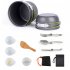 Outdoor Cookware Set  Camping Cookware Mess Kit Bowl Non Stick Pot  Rice Shovel  Loofah Pouch  Soup Spoon Set For Hiking Backpacking Picnic Cooking DS 101 pot m