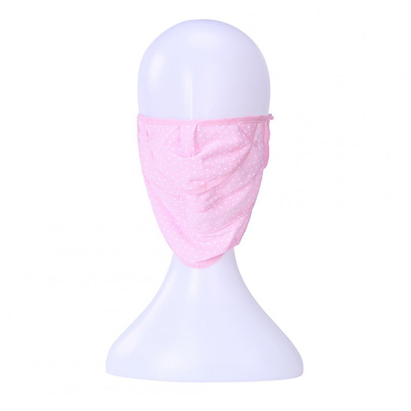 Outdoor Cycling Mask Anti-UV Adjustable Windproof Face Neck Cover  Pink dot_One size