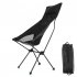Outdoor Fishing Chair Portable Aluminum Alloy Ultralight Extended Folding Chair for Hiking Camping Picnic Black