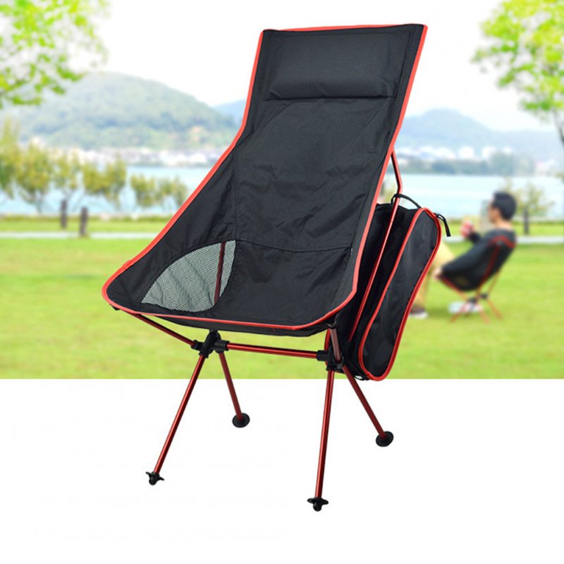Outdoor Folding Chair Barbecue Chair Recliner BBQ Folding Chair Fishing Chair Aluminum Alloy Chair red_40 * 43.5cm