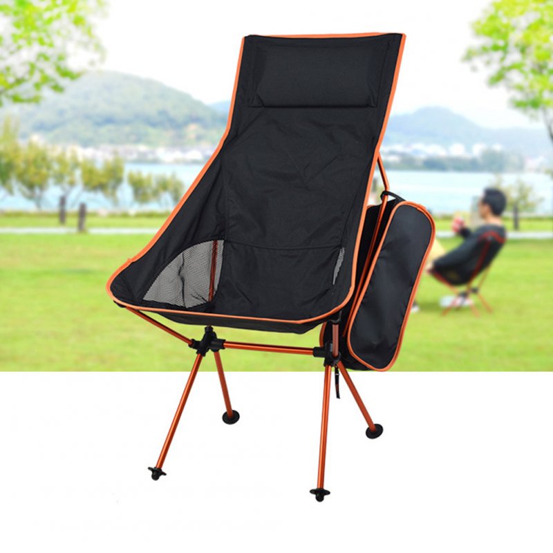 Outdoor Folding Chair Barbecue Chair Recliner BBQ Folding Chair Fishing Chair Aluminum Alloy Chair Orange_40 * 43.5cm