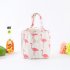 Outdoor Handheld Heat Preservation Lunch Bag Fashion Pattern Printing Package  Green flamingo