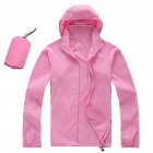 Outdoor Hooded Windbreaker Jacket For Men Women Sunscreen Windproof Quick-drying Large Size Coat For Fishing Cycling pink S