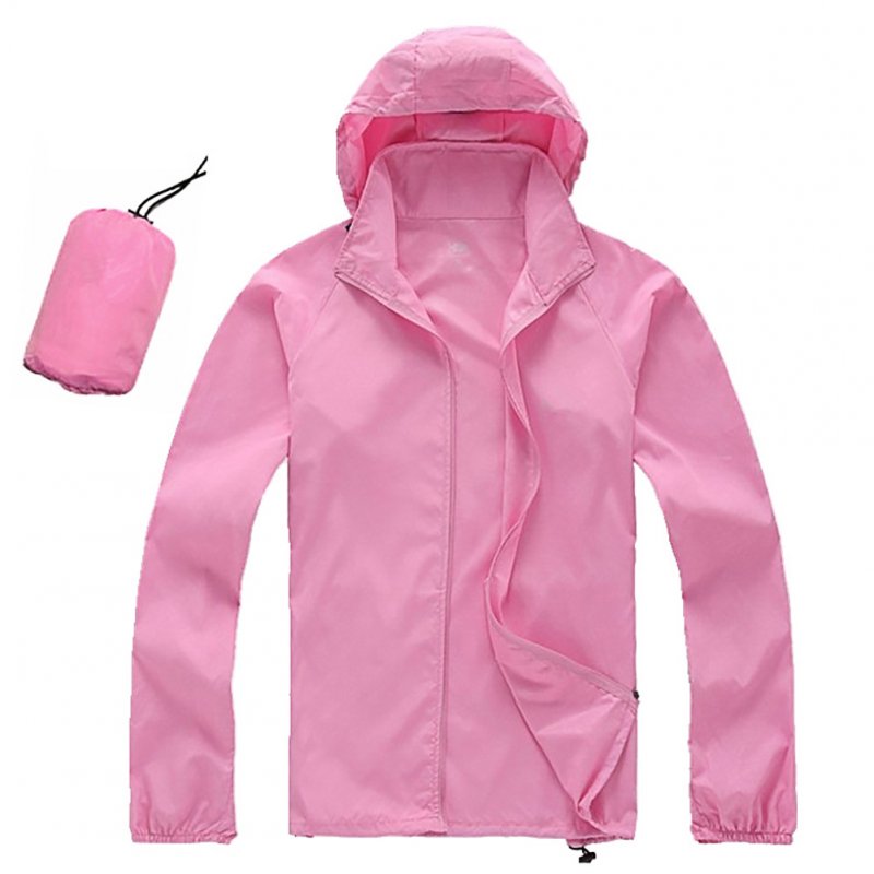 Outdoor Hooded Windbreaker Jacket For Men Women Sunscreen Windproof Quick-drying Large Size Coat For Fishing Cycling pink 3XL