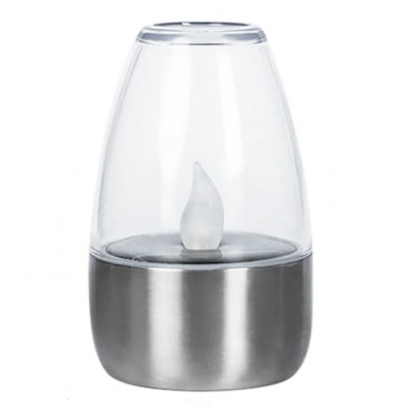 Outdoor LED Solar Candles Lights With Stainless Steel Base Flameless Dropless Night Light