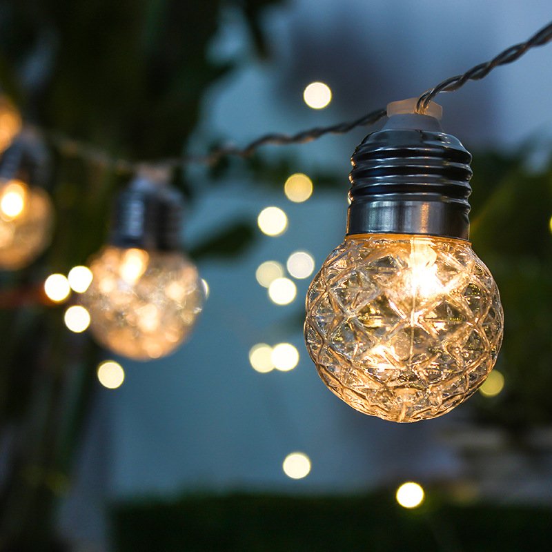 Outdoor LED Solar Waterproof Copper Wire Pineapple Ball String Light for Garden Festival Party Solar 20 LEDs