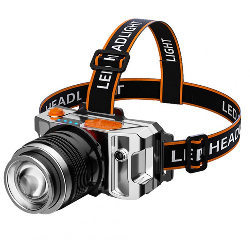 Outdoor Led Headlamp Built-in 1800mah Battery Zoom Strong Light Torch