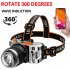 Outdoor Led Headlamp Built in 1800mah Battery Zoom Strong Light Head mounted Flashlight Torch