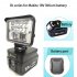 Outdoor Led Lighting Lamp Compatible for Makita 18v Bl Series Lithium Battery with Strobe Black