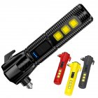 Outdoor Mini Flashlight Multifunctional Usb Rechargeable Strong Light Torch Car Self-rescue Escape Hammer red