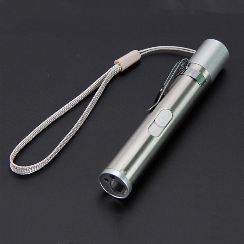 Outdoor Mini Flashlight LED Stainless Steel Multi-function USB Rechargeable Flashlight 3 functions -money detection + banknote + infrared