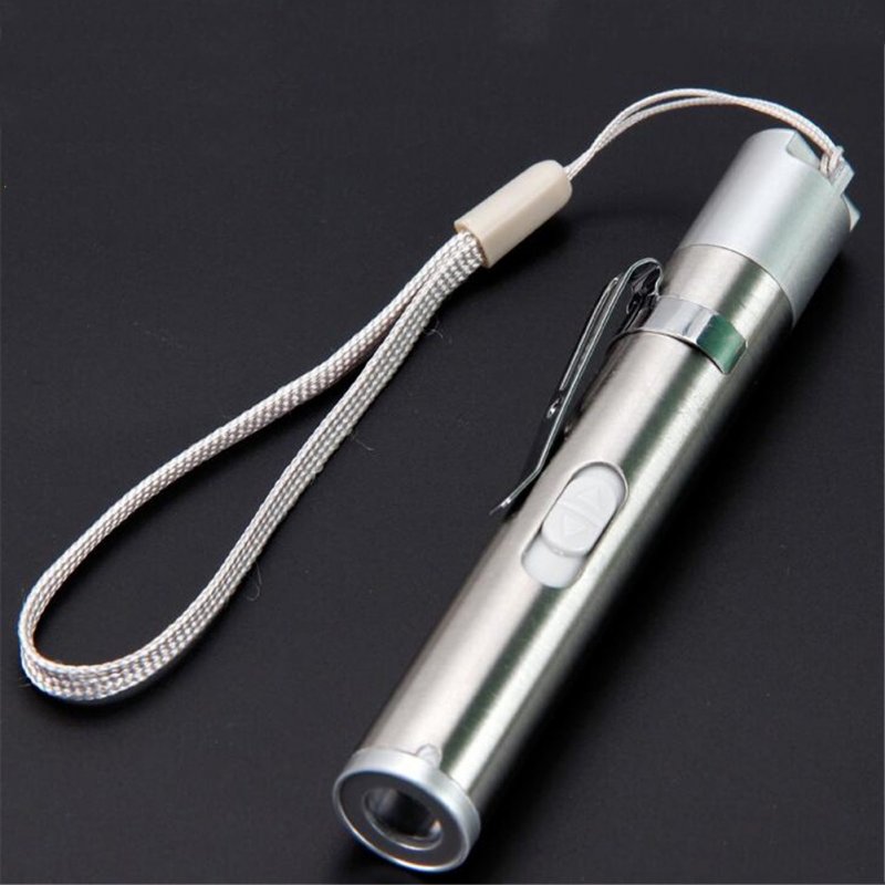 Outdoor Mini Flashlight LED Stainless Steel Multi-function USB Rechargeable Flashlight Single function - white light