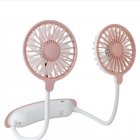 Outdoor Portable Folding Hanging Neck Fan 360 Degree 3 Levels Speeds Low Noise Usb Rechargeable Mini Fan 1800mAh: pink