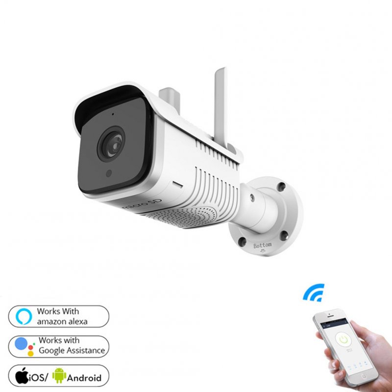 Outdoor Security Camera WiFi IP Camera with Two Way Audio Motion Detection Alarm and Night Vision white_European Plug