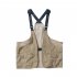 Outdoor Sleeveless Cargo Vest Retro Trendy Loose Cardigan Waistcoat With Multi pockets Round Neck Solid Color Vest B05 Khaki XXL