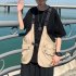 Outdoor Sleeveless Cargo Vest Retro Trendy Loose Cardigan Waistcoat With Multi pockets Round Neck Solid Color Vest B05 Khaki XXL
