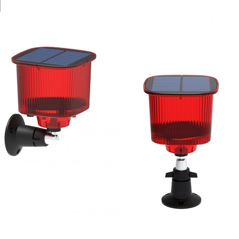Outdoor Solar Bird Repellent High Volume High Brightness Alarm Security Siren For Villa Farm Yard Garden N911R red shell