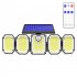 Outdoor Solar Lights 300led Motion Sensor 5 Heads LED Flood Lights with RC Waterproof Solar Security Lights A 01