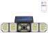 Outdoor Solar Lights 300led Motion Sensor 5 Heads LED Flood Lights with RC Solar Security Lights A Black White
