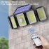 Outdoor Solar Lights 300led Motion Sensor 5 Heads LED Flood Lights with RC Solar Security Lights A Black White