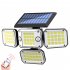 Outdoor Solar Lights with Remote Control 3 Lighting Modes IP65 Waterproof Motion Sensor Wall Light 4 Heads in One 306led