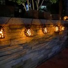 Outdoor Solar String Light Waterproof with Flickering Flame Hanging Globe Lights