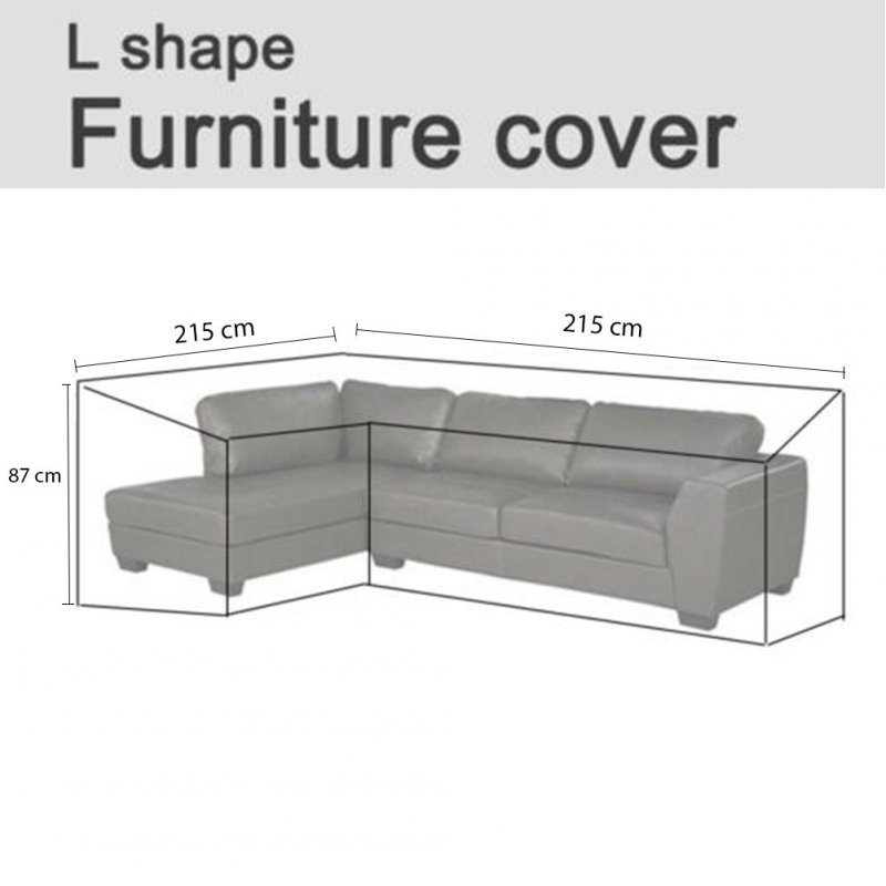 Outdoor Waterproof Courtyard Furniture Cover L-shaped Corner Sofa Cover 210D Black L shape: 215*215*87cm