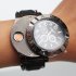 Outdoor Windproof Men Large Dial Quartz Watch Cigarette Cigar Flameless Lighter  black HYF665