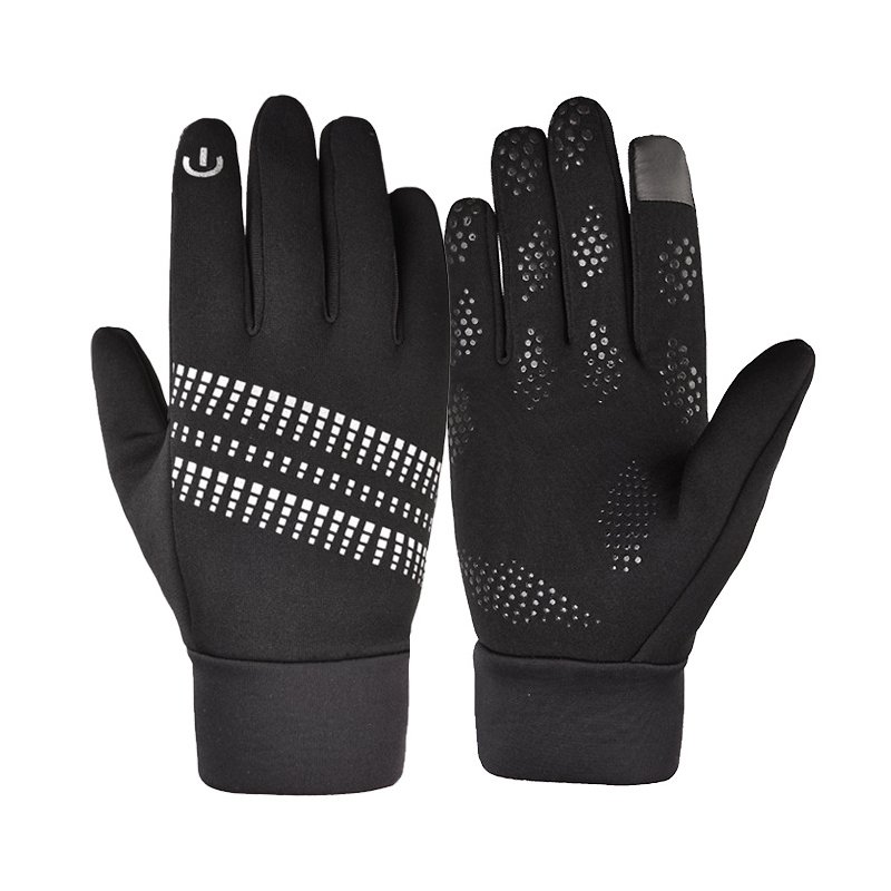 Outdoor gloves Fleece antiskid Winter Cycling Gloves touch screen Windproof Sport Gloves For Bike Motorcycle Warm Glove black_One size