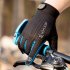 Outdoor gloves Sports Anti Slip Breathable Road Gloves Outdoor Cycling Full Finger Gloves Bicycle Motorcycle Riding Black blue L