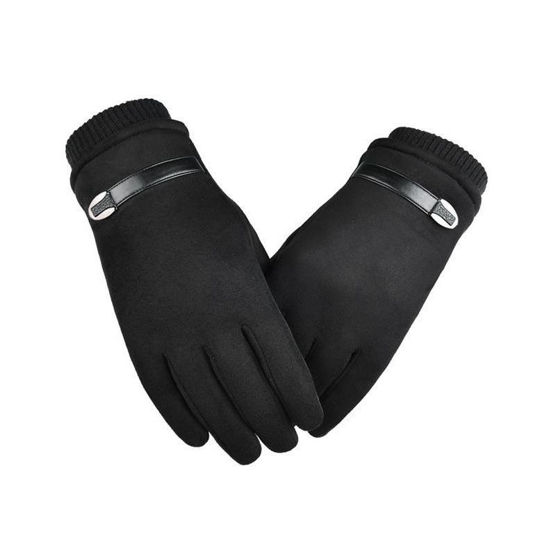 Outdoor gloves suede fabric antiskid Winter Cycling Gloves touch screen Windproof Gloves For Bike Motorcycle Warm Glove black_One size