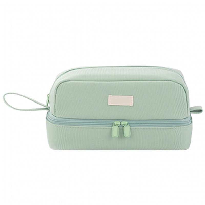 Oversized Pencil Case Double Zipper Closing Pencil Pouch Minimalist Style Desk Organizer Marker Pouch High Capacity Holder With Handle For Middle School Office College light green