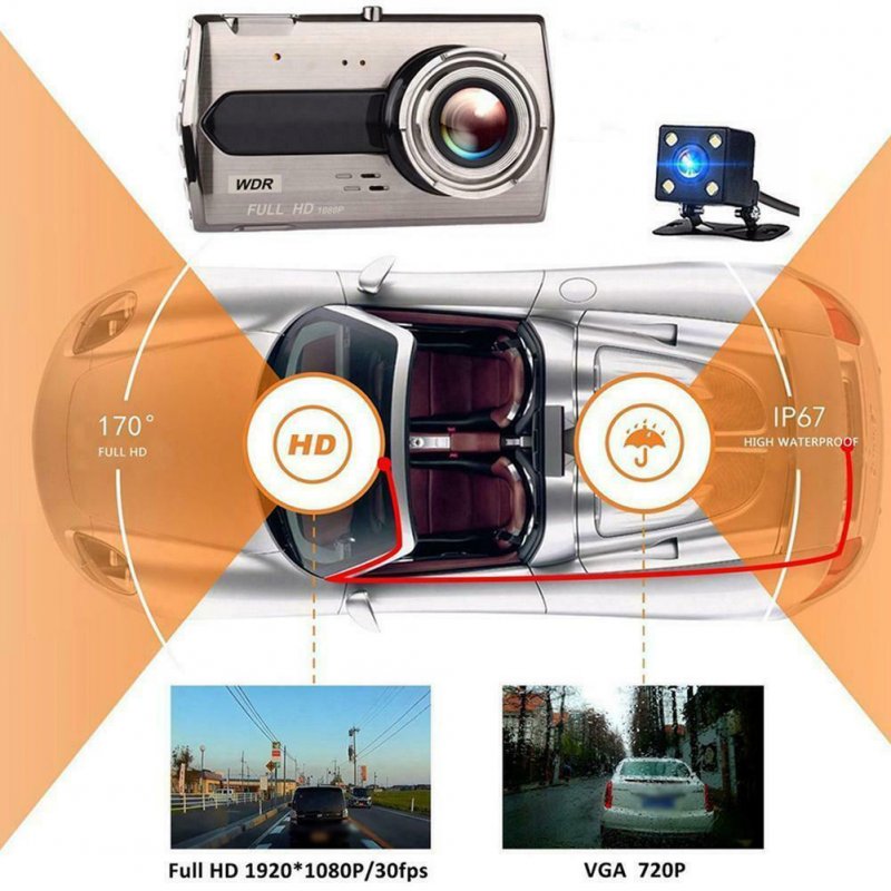4.0-inch Hd Screen Wide-angle Lens 6E Car Dash Cam 1080p Night Vision Vehicle Driving Recorder