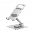 P010 Cell Phone Stand 360°Rotation Foldable Desktop Phone Holder Aluminum Alloy Cradle Dock For Desk Bed Kitchen Home Office silver