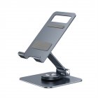 P010 Cell Phone Stand 360°Rotation Foldable Desktop Phone Holder Aluminum Alloy Cradle Dock For Desk Bed Kitchen Home Office grey