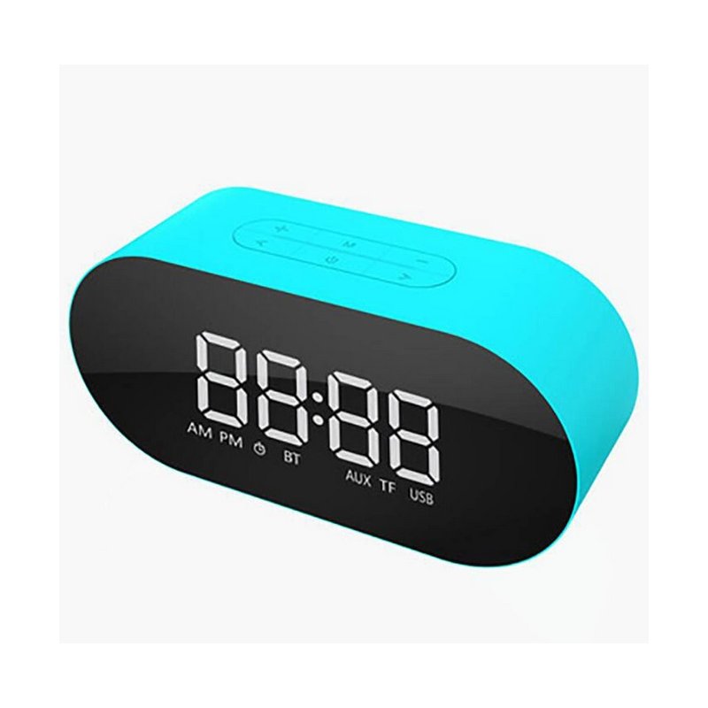 P1 Wireless Portable Speaker Mirror Bluetooth Speaker With Alarm Clock Mini blue