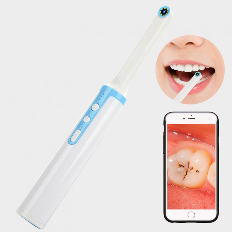 P10 Endoscope WiFi Dental Camera HD Intraoral Endoscope LED Light Dentist Inspection Tool Oral Real-time Video Support for Android/iOS/Tablet/Windows Blue+white